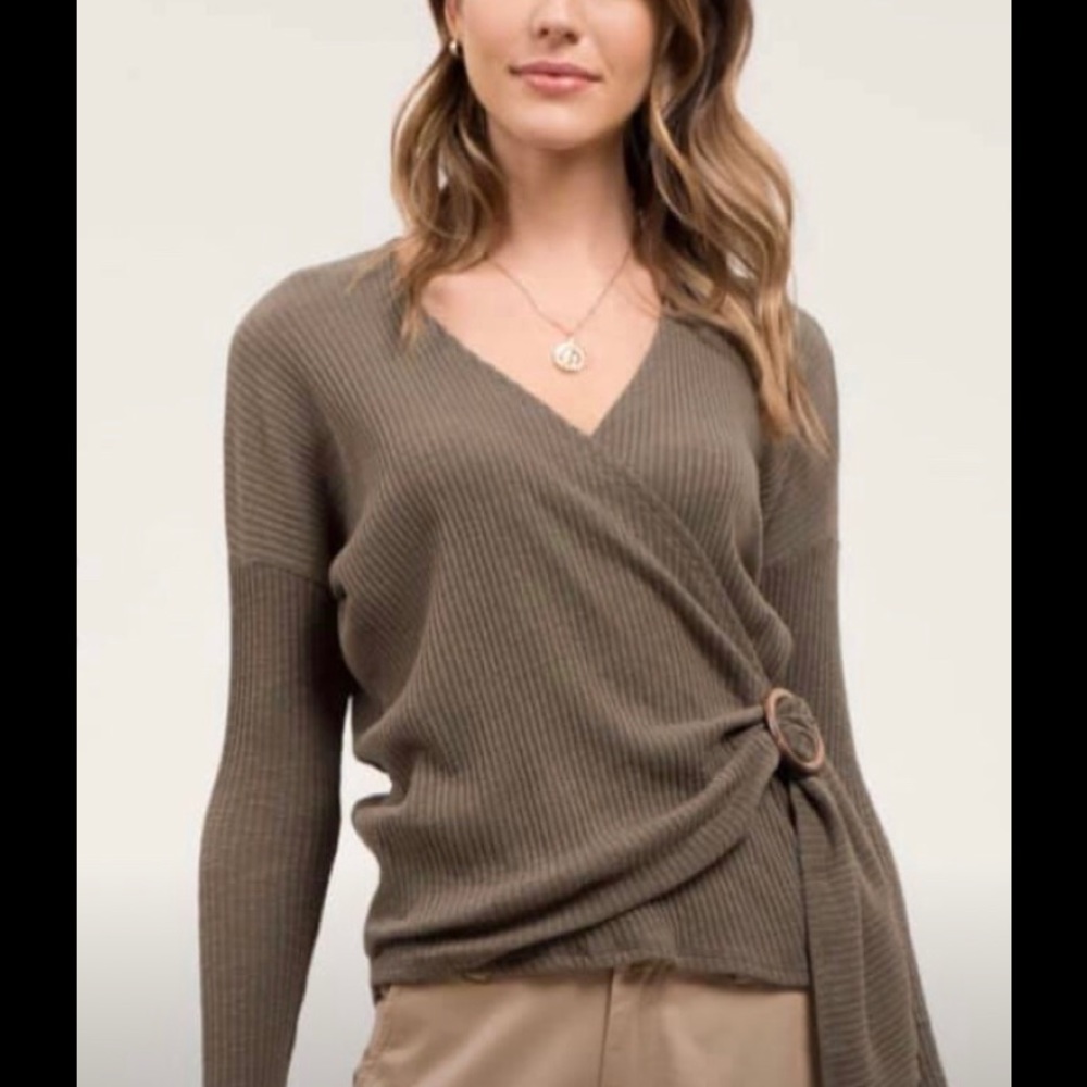 Sage green wrap top from Blu Pepper